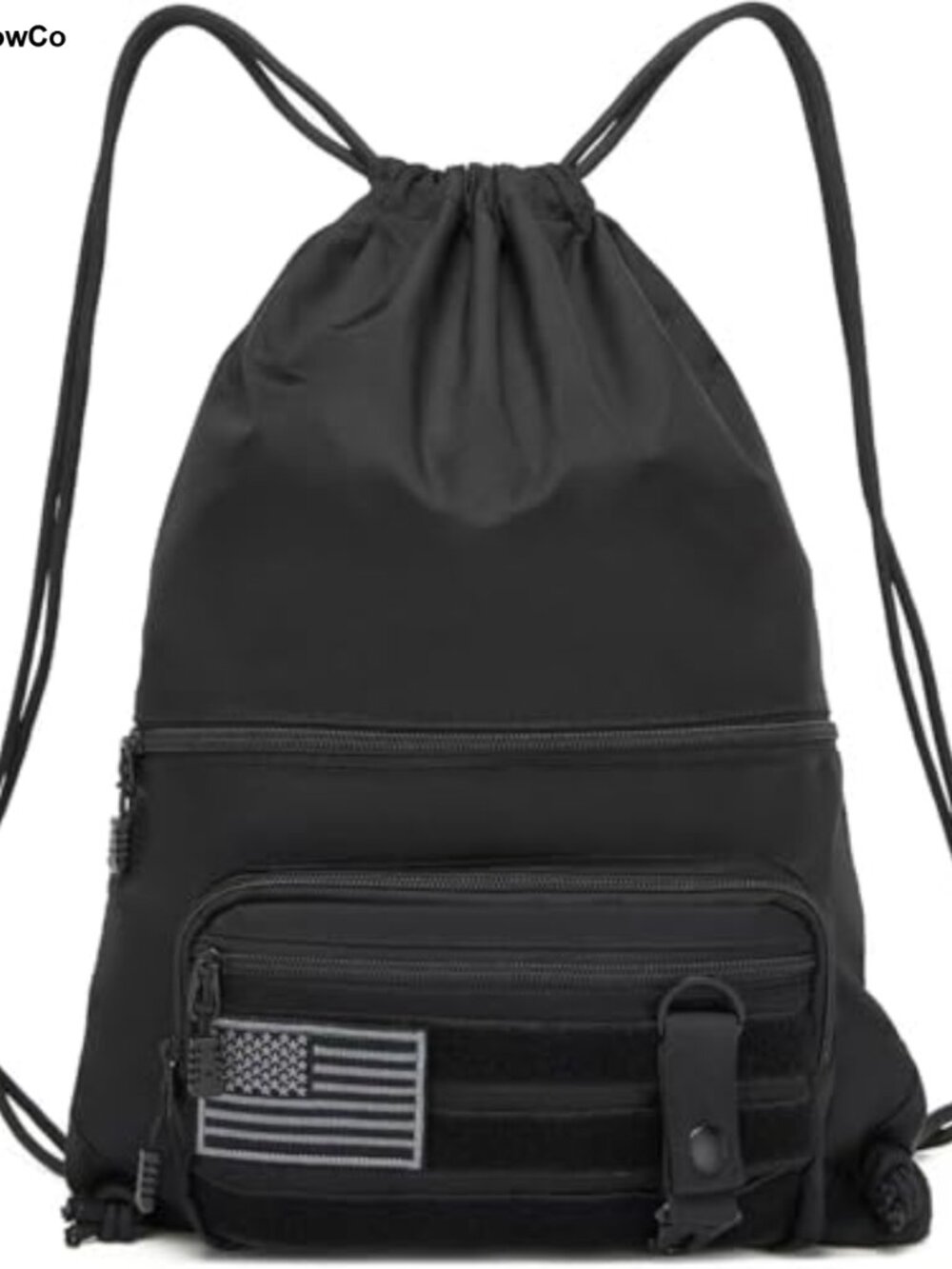 Waterproof Nylon Drawstring Backpack Tactical Gym Sackpack Zipper Pockets